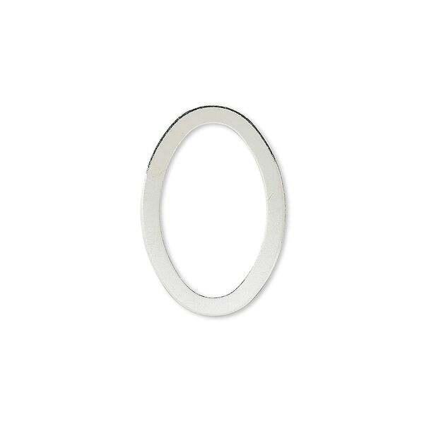 Component, silver-plated brass, 22x15mm open oval. Sold per pkg of 10. image number 0