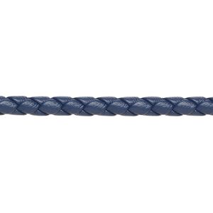 Bolo cord, leatherette, matte navy blue, 4mm braided round. Sold per 5-yard section.