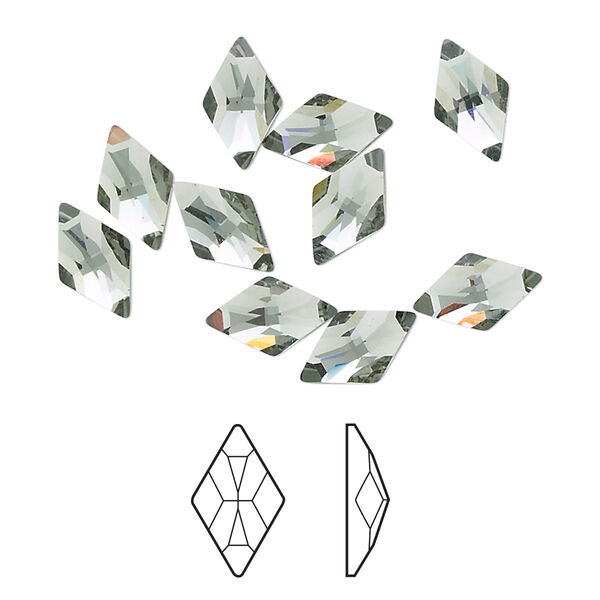 Flat back 12pk black diamond foil back, Crystal Passions® 10x6mm rhombus 2709 image number 0