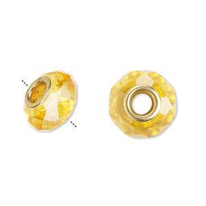 Bead 10pk 32 facets gold finish gold, Celestial Crystal® Dione® 14x9mm rondelle