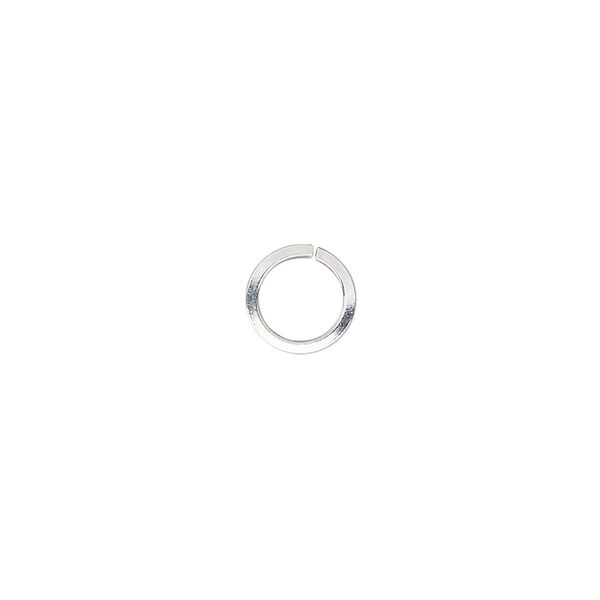 Jump ring, silver-plated brass, 8mm round square wire, 6mm inside diameter, 18 gauge. Sold per pkg of 50. image number 0