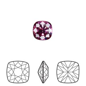 Fancy stone 144pk dark rose foil back, Swarovski® 10mm cushion 4470