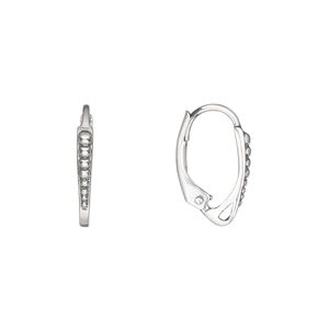 Ear wire leverback 1pkg2 sterling silver, 16.5mm / beaded design / closed loop, 18 gauge antiqued 1 pair