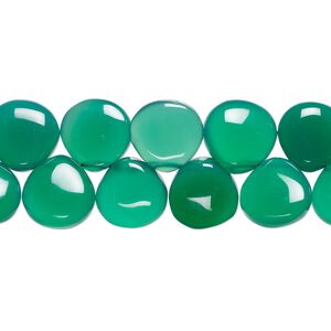 Green onyx 1pkg1, hand-cut top-drilled teardrop bead 8 inch graduated 6x6mm-10x10mm