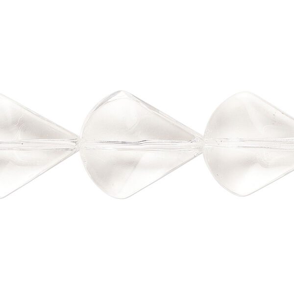 Bead, glass, clear, 19x16mm beveled puffed teardrop. Sold per 14-inch strand. image number 0