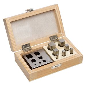 Disc cutter, steel and wood, 2-1/2 x 2-1/2 x 3/4 inch base for cutting 4mm-16mm squares. Sold per 8-piece set.