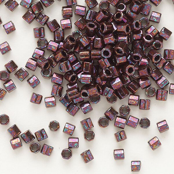 Seed bead, Delica®, glass, pkg/250g, #8 cut, opaque metallic dark raspberry (DBLC-0012). image number 0