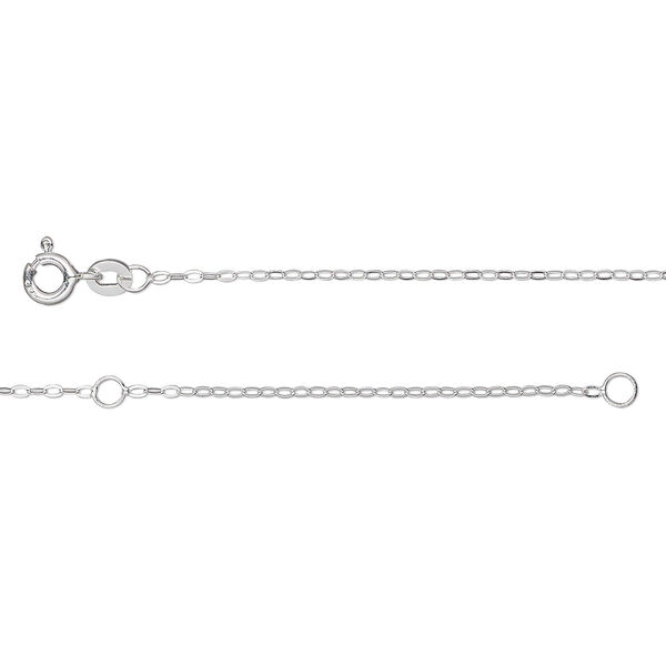 Chain, sterling silver, 1.3mm flat cable, adjustable at 34 and 36 inches with springring clasp. Sold individually. image number 0