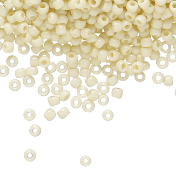 Seed bead, TOHO BEADS®, glass, pkg/7.5g, #8 round, opaque light beige (TR-08-51). image number 0
