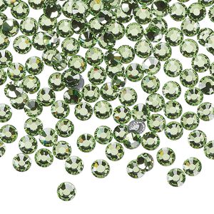Flat back, Dance With Me™ crystal hotfix rhinestone, peridot, foil back, 3.8-4mm rose, SS16. Sold per pkg of 144 (1 gross).