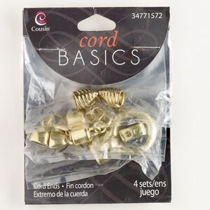 Clasp mix fold-over / hook / lobster claw 1pkg4 "pewter" (zinc alloy), 25x9.5mm-46.5x8.5mm / fits 6mm-10x4.5mm cord, gold-finished steel 1-strand