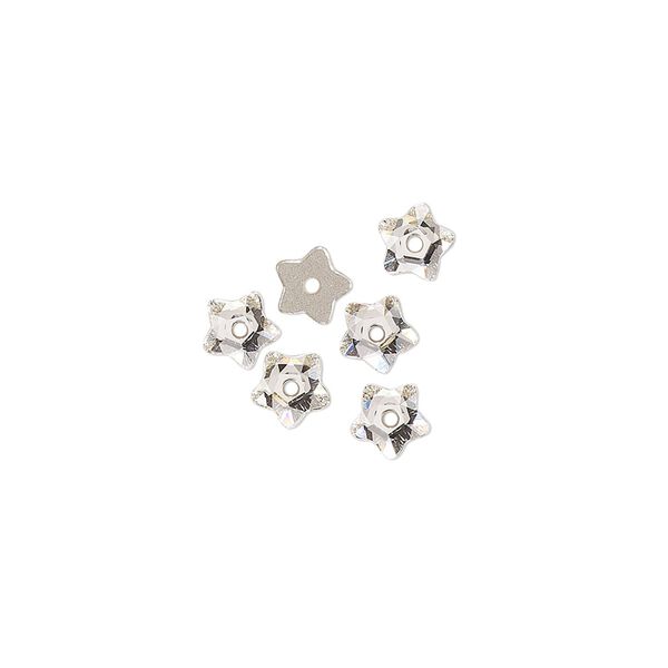 Bead 6pk crystal foil back, Crystal Passions® 5mm star flower 3754 image number 0