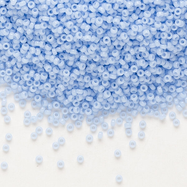 Seed bead, Miyuki, glass, pkg/35g, #15 rocaille, opaque blue agate, (RR-494). image number 0