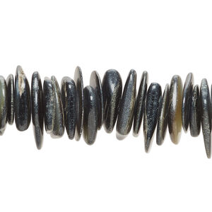 Bead 1pkg1, black lip shell / gold lip shell / mother-of-pearl shell (natural / bleached), large to extra-large chip, 15 inches.
