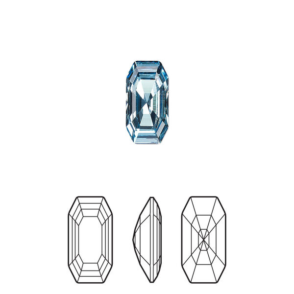 Fancy stone 2pk aquamarine foil back, Crystal Passions® 12x6mm elongated imperial 4595 image number 0