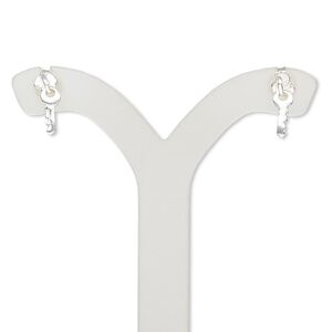 Earring, sterling silver, 10x4mm with key and post. Sold per pair.
