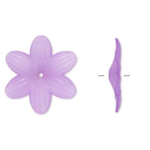 Component, acrylic, frosted violet, 48x7mm flower. Sold per pkg of 10.