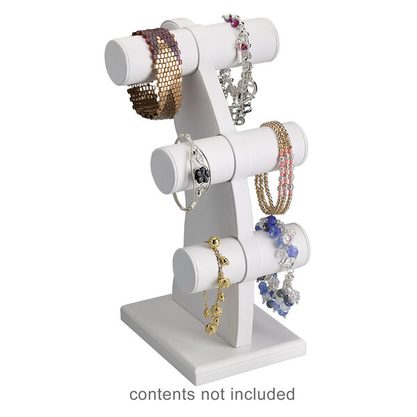 Display, bracelet, leatherette, white, 11-1/2 x 6-1/4 x 6-1/4 inches. Sold individually. image number 3