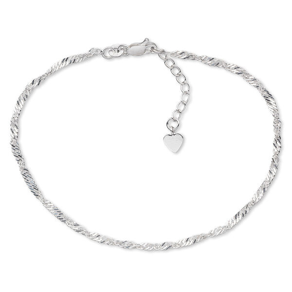 Bracelet, Create Compliments®, sterling silver, 2.5mm twisted serpentine chain, 7.5 inches with 1-inch extender chain and lobster claw clasp. Sold individually. image number 0