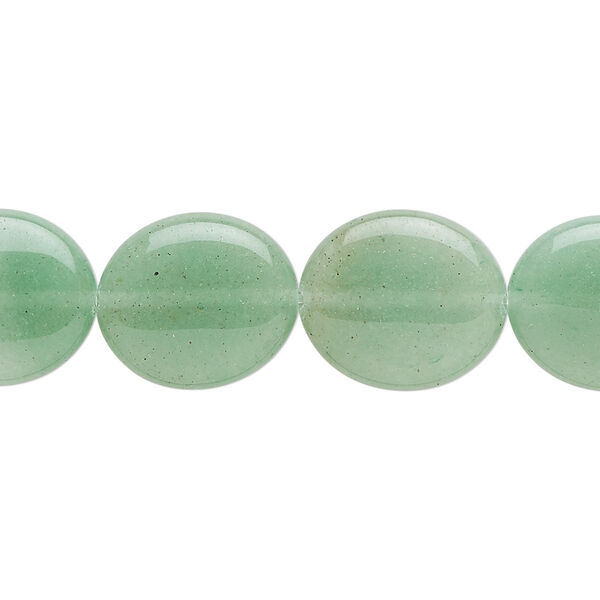 Green aventurine 1pkg1, flat oval bead natural 15.5-16 inch 16x14mm image number 0