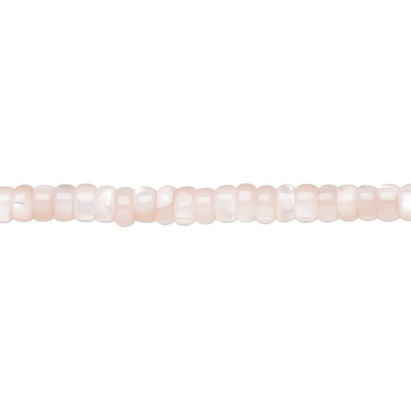 Bead, mother-of-pearl shell (dyed), light pink, 3x2mm heishi, Mohs hardness 3-1/2. Sold per 15-1/2 to 16-inch strand. image number 0