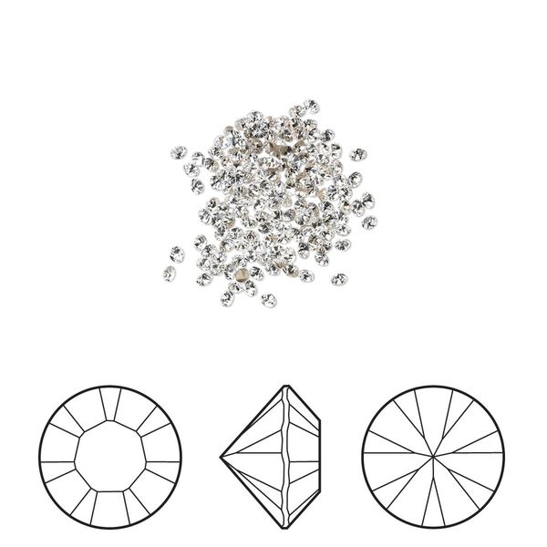 Chaton 1440pk crystal clear foil back, Swarovski® 1.3-1.35mm round PP6 1028 image number 0