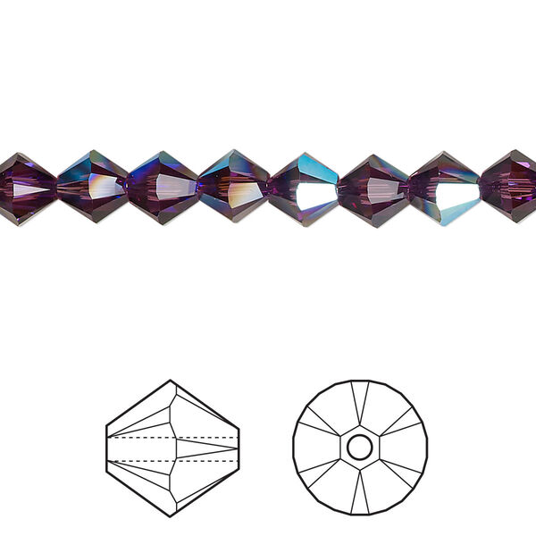 Bead 24pk amethyst shimmer, Crystal Passions® 6mm bicone 5328 image number 0
