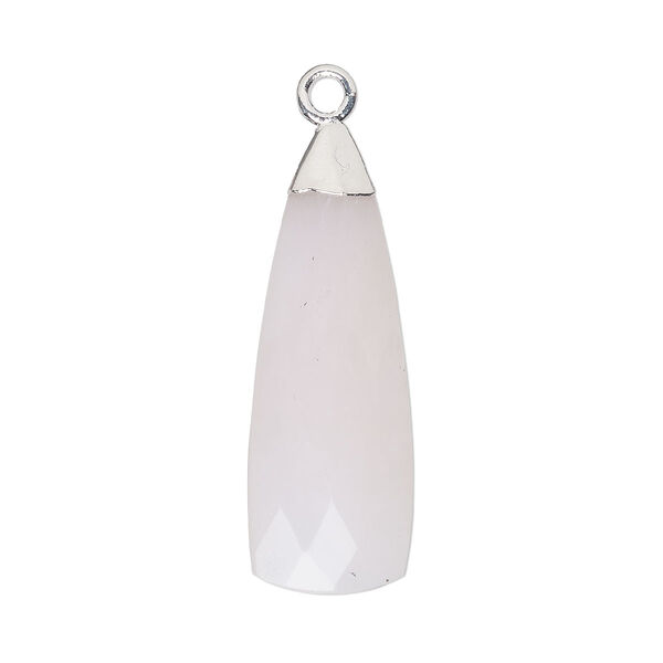 Drop, pink opal (natural) and sterling silver, 28x9mm faceted hand-cut paddle-1/2. Sold individually. image number 0