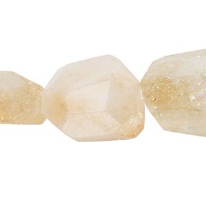 Citrine 1pkg1, faceted nugget bead 15 inch large