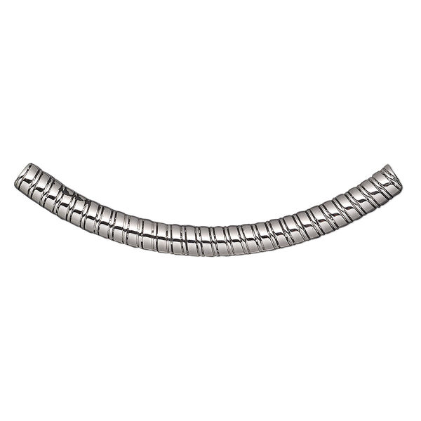Bead, stainless steel, 50x4mm curved round tube with tight spiral design. Sold per pkg of 2. image number 0
