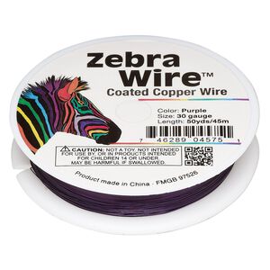Wire, Zebra Wire™, color-coated copper, purple, round, 30 gauge. Sold per 50-yard spool.