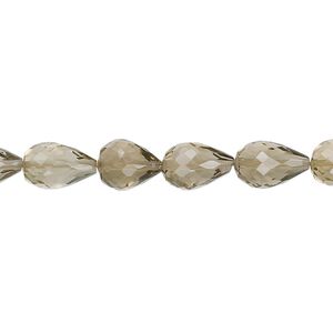 Golden quartz 1pkg10, hand-cut faceted teardrop bead 7x5mm-10x7mm