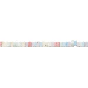 Bead, porcelain, opaque matte multicolored, 2x1mm squaredelle. Sold per 8-inch strand, approximately 130 to 160 beads.