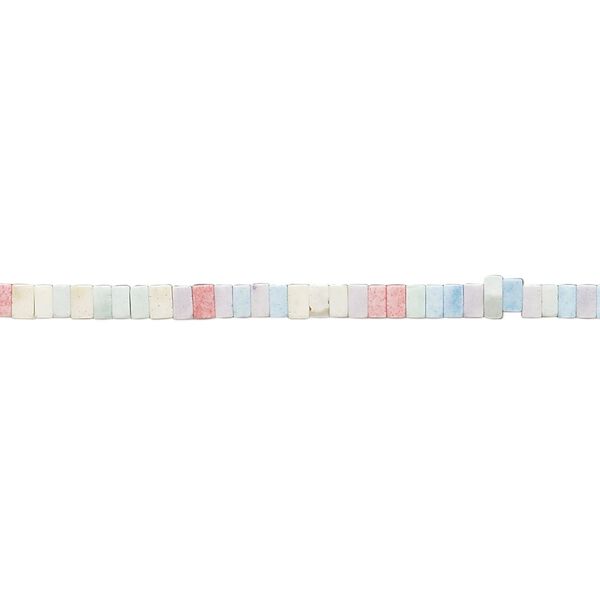 Bead, porcelain, opaque matte multicolored, 2x1mm squaredelle. Sold per 8-inch strand, approximately 130 to 160 beads. image number 0