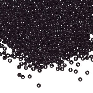 Seed bead, Preciosa Ornela Czech glass, pkg/500g, #11 rocaille, opaque black, (23980).
