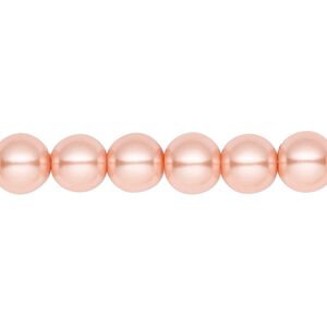 Bead, crystal pearl, peach, 8mm round. Sold per pkg of (2) 15-1/2" to 16" strands, approximately 100 beads.