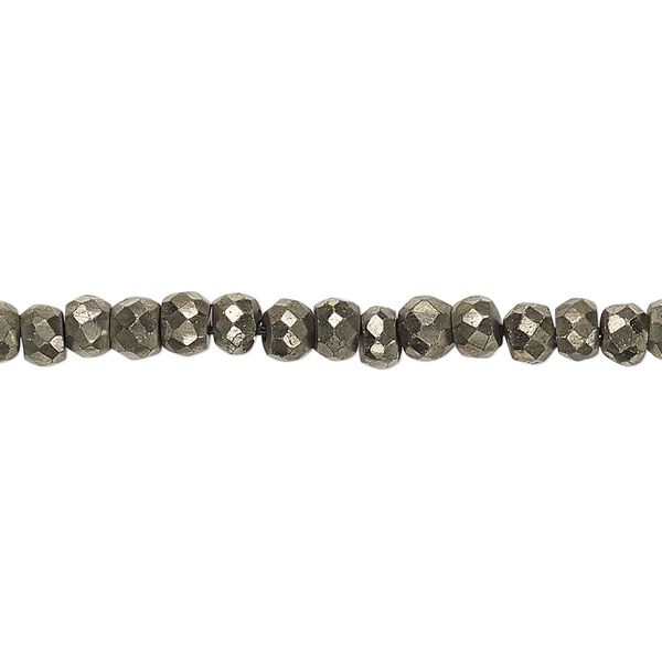 Pyrite 1pkg1, hand-cut faceted rondelle bead natural 13 inch 4x2mm-4x4mm image number 0