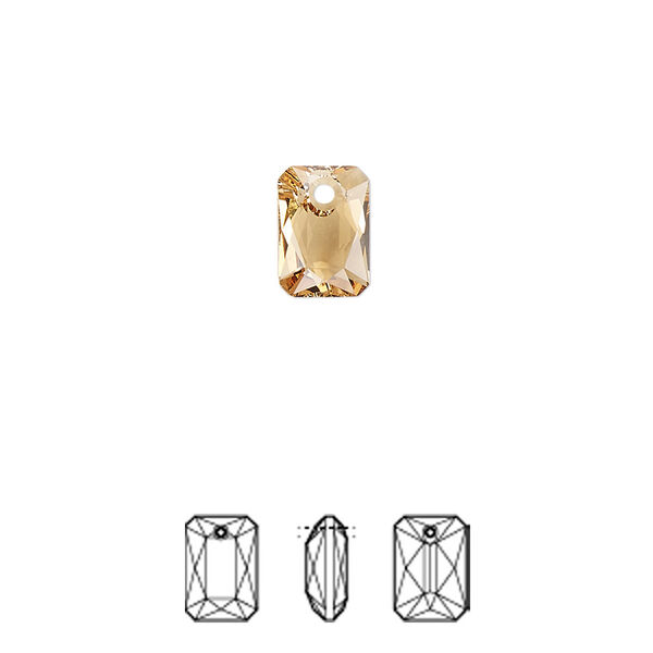 Drop 4pk light Colorado topaz, Crystal Passions® 9x6mm pendant emerald cut 6435 image number 0