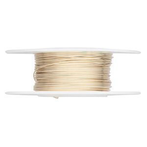 Wire, 12Kt gold-filled, half-hard round, 24 gauge. Sold per 25-foot spool.