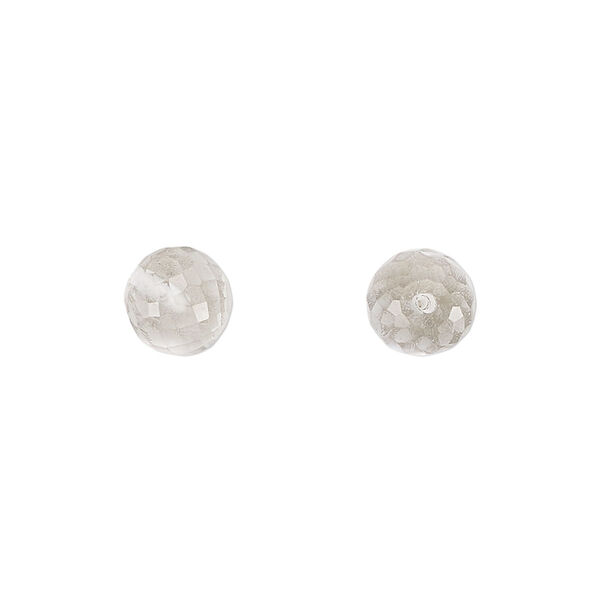 Quartz crystal 1pkg2, hand-cut half-drilled faceted round bead natural B grade, 8mm image number 0