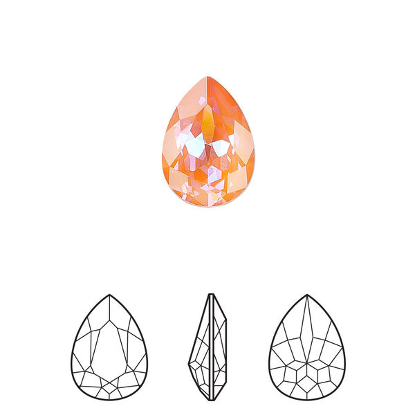 Fancy stone 1pk crystal orange glow DeLite, Crystal Passions® 14x10mm pear 4320 image number 0