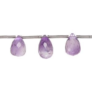 Amethyst 1pkg16, hand-cut top-drilled faceted briolette bead natural 9x6mm-12x7mm