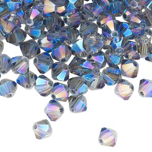 Bead 144pk crystal blue shadow, Celestial Crystal® 6mm bicone