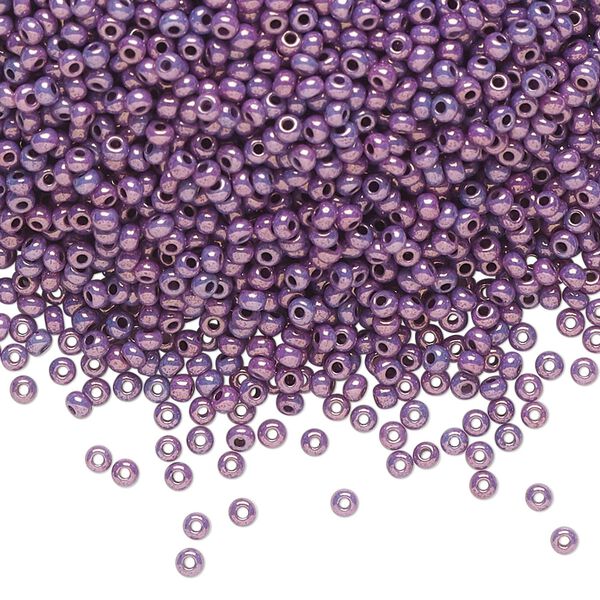 Seed bead, Preciosa Ornela Czech glass, pkg/50g, #11 rocaille, opaque lilac luster chalkwhite, (46025). image number 0