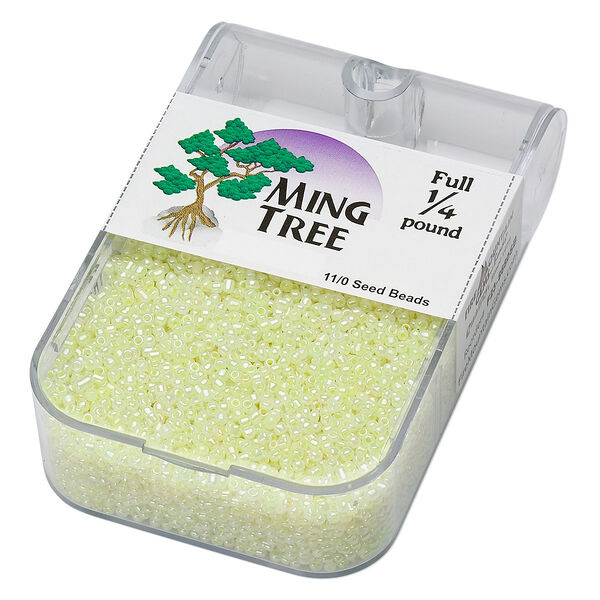 Seed bead, Ming Tree™, glass, pkg/1/4 pound, #11 round, opaque ceylon yellow. image number 0
