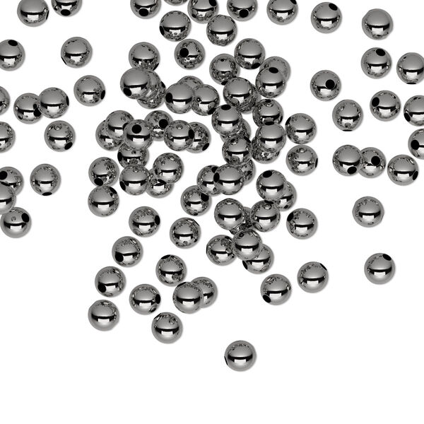 Bead, gunmetal-plated brass, 3mm round. Sold per pkg of 1,000. image number 0