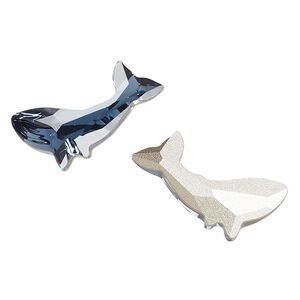 Fancy stone 1pk Montana foil back, Crystal Passions® 23x12.5mm whale 4047