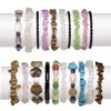 Multi-gemstone / glass 1pkg50, mixed shape stretch bracelet 6-7 inch mix 6x1mm-35x25mm image number 0