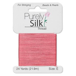Thread, Purely Silk™, coral, size E. Sold per 24-yard card.