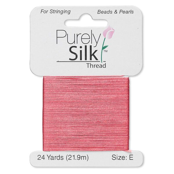 Thread, Purely Silk™, coral, size E. Sold per 24-yard card. image number 0